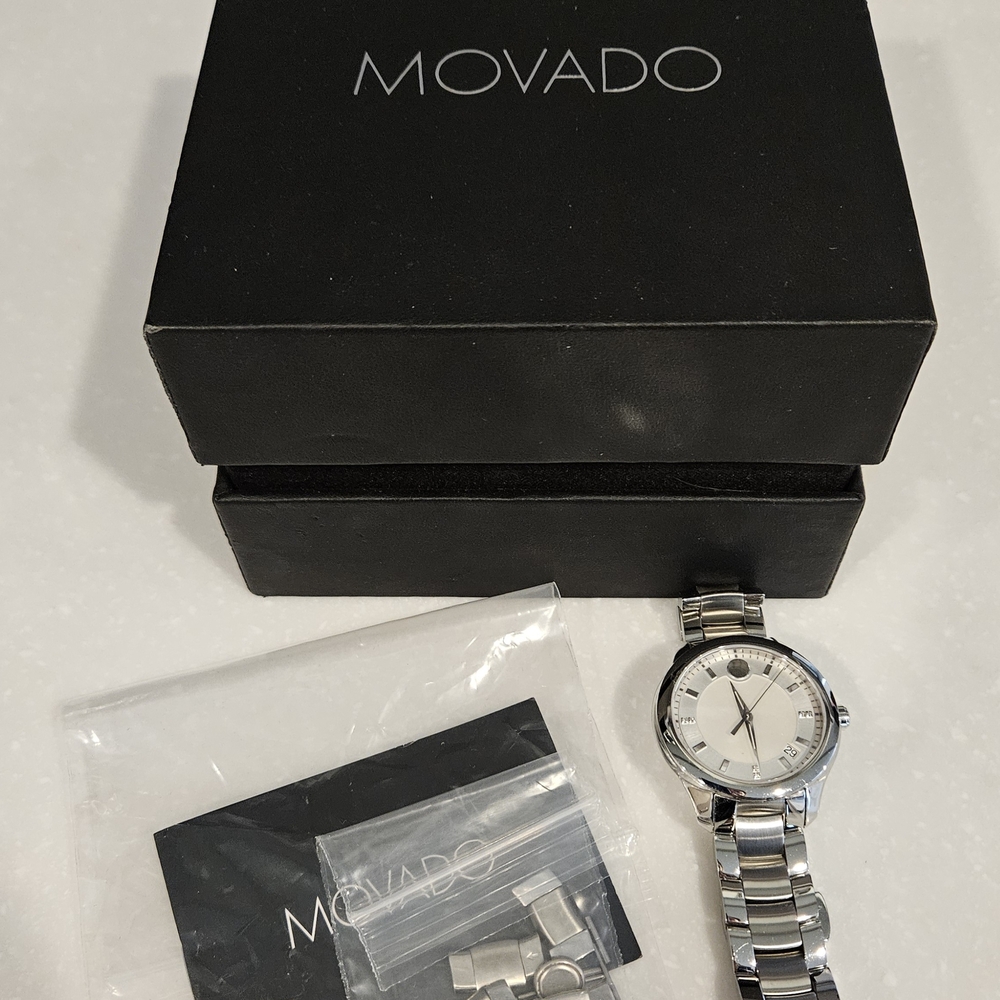 Movado Bellina Silver Womens Watch Like New Condition